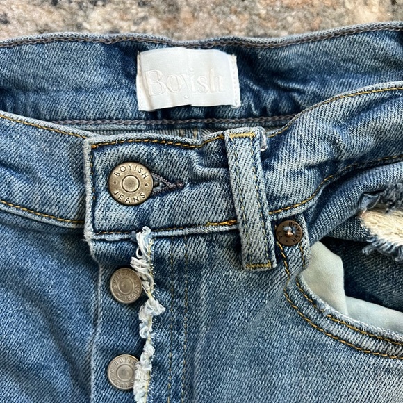 Boyish Mikey High Rise Wide Leg Medium Wash Distressed Jeans | Size 26 - Picture 3 of 16